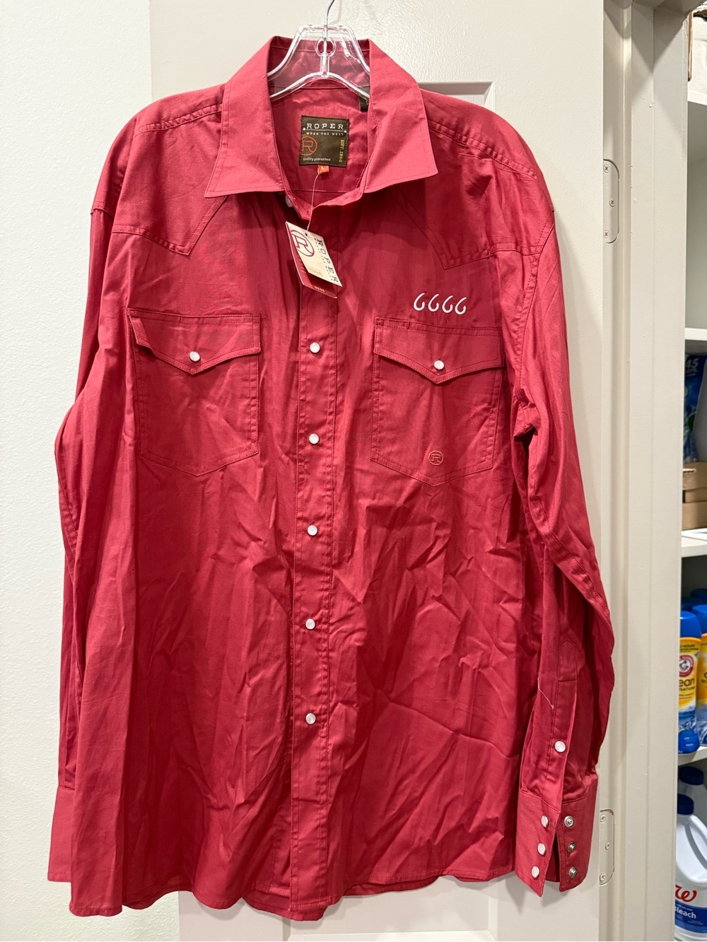 Roper Men's Red Western Pearl Snap Button-Down Shirt